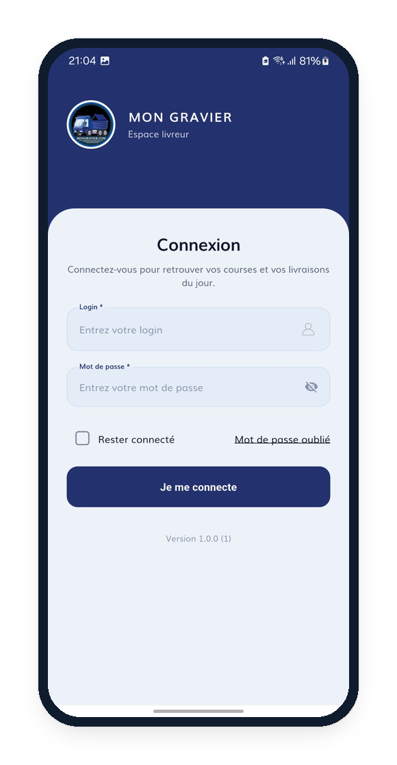 Application Livreur sur un téléphone